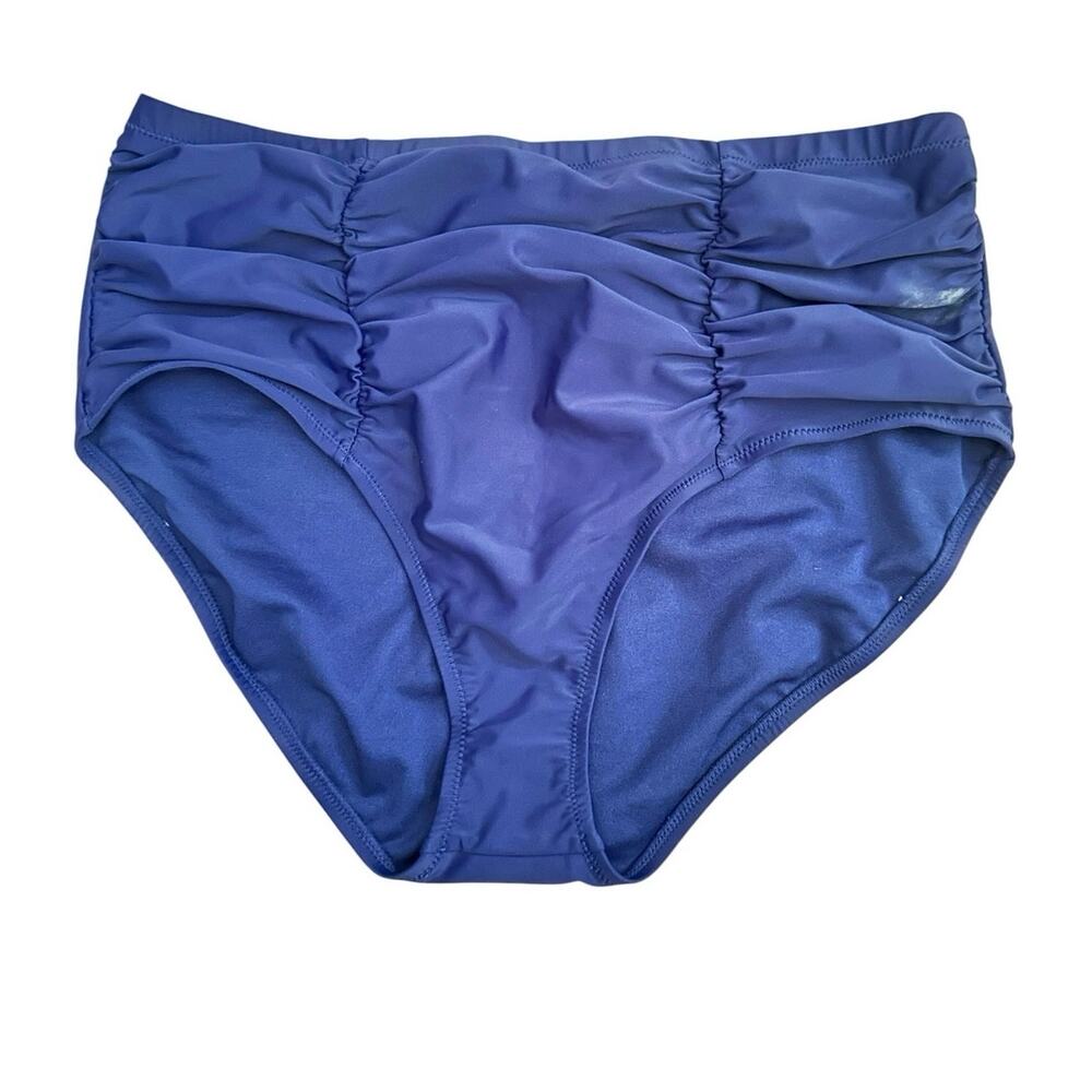 Raisins Curve Plus Size 20W Navy Swim Bottoms Ruched Tummy Control Bikini Brief